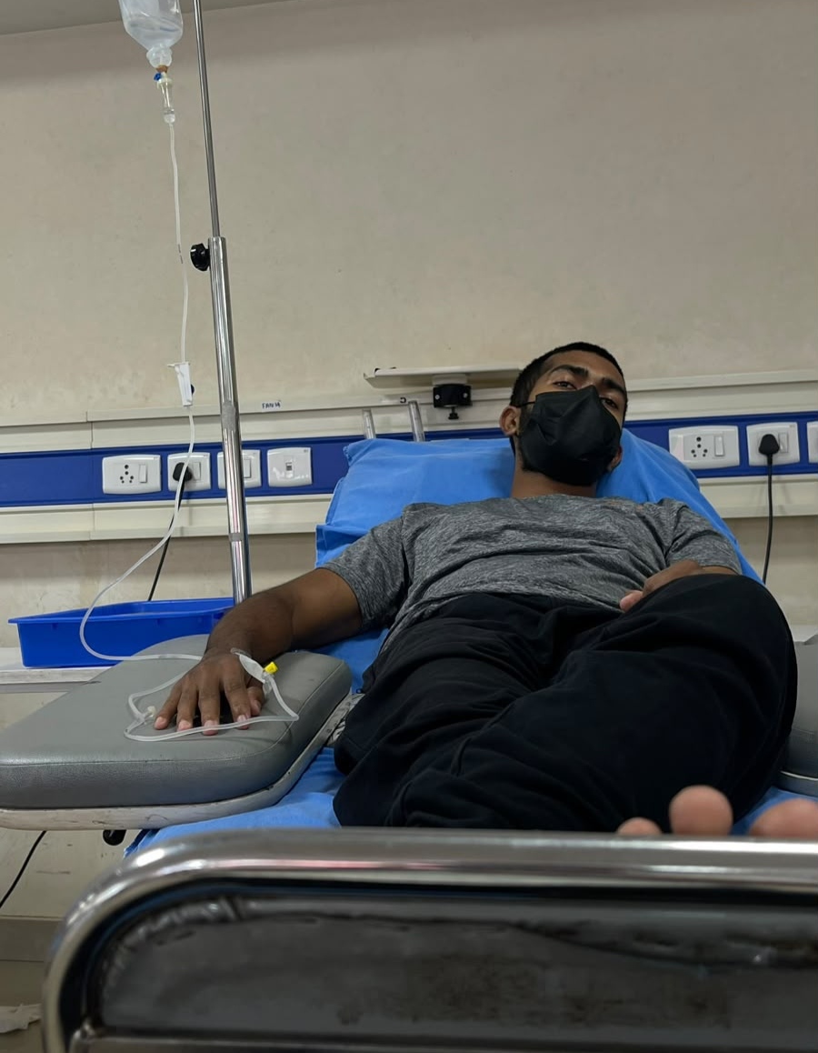 Ridhwan during treatment at Aster MIMS Hospital, Kozhikode